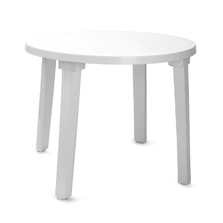 Круглый пластиковый стол белого цвета