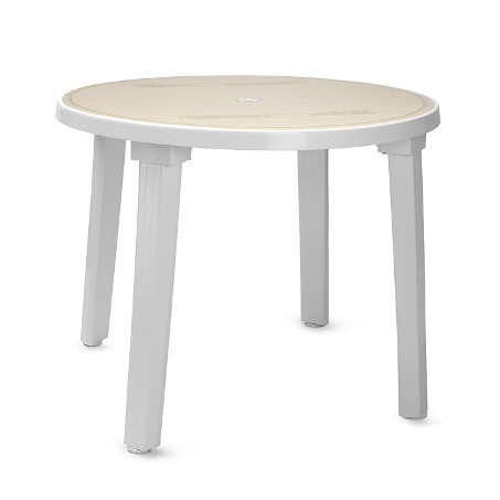 Круглый пластиковый стол белого цвета с рисунком