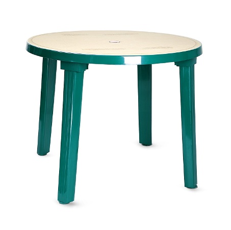 Круглый пластиковый стол зеленого цвета с рисунком