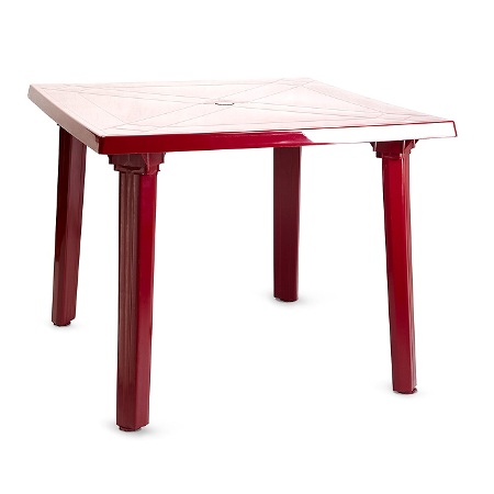 Квадратный пластиковый стол красного цвета