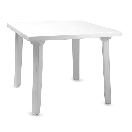 Квадратный пластиковый стол белого цвета